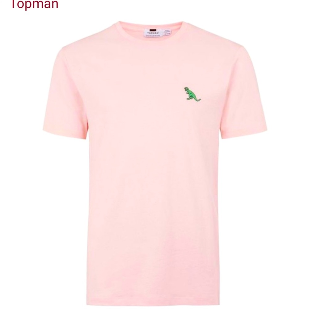 TOPMAN Pink Dinosaur Embroidery T-Shirt NWOT